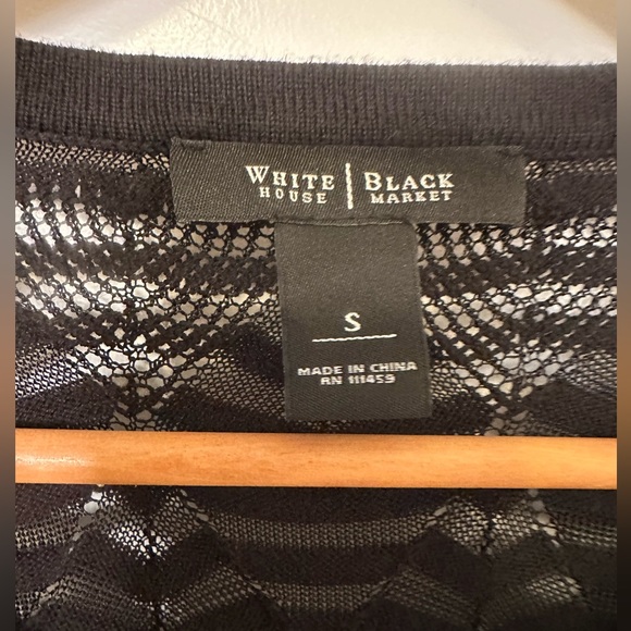 White House Black Market small black sheer cardigan. Silver buttons - Picture 2 of 5